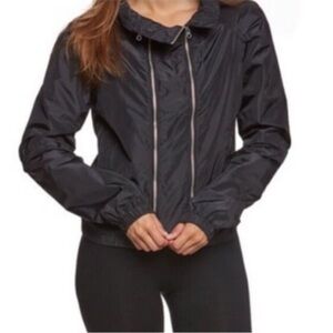Adidas by Stella McCartney Double Zipper Cinched Neck Run Jacket in Black